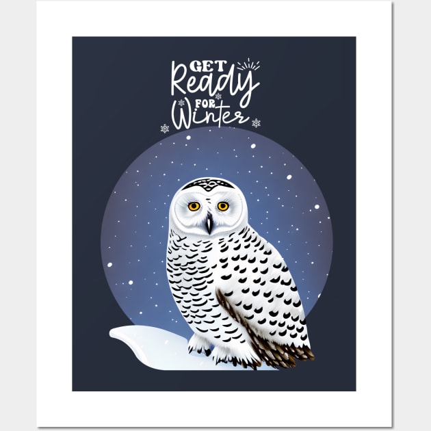 Get Ready for winter, winter nights snowy owl, winter forest in the nights, perfect for natura lovers Wall Art by Collagedream